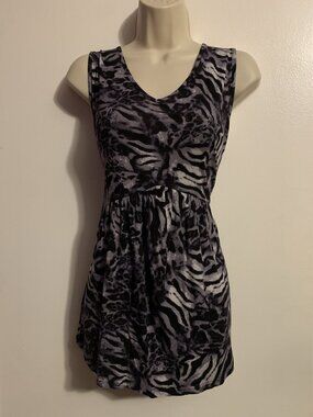 Tencede Women's Zebra Print Sleeveless Blouse Size XL
